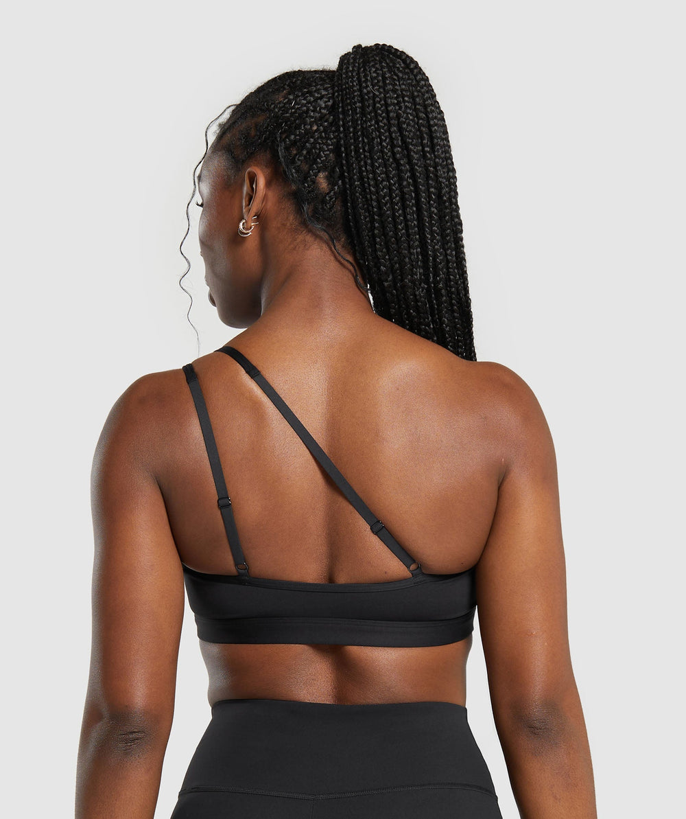 One Shoulder Sports Bra - Black