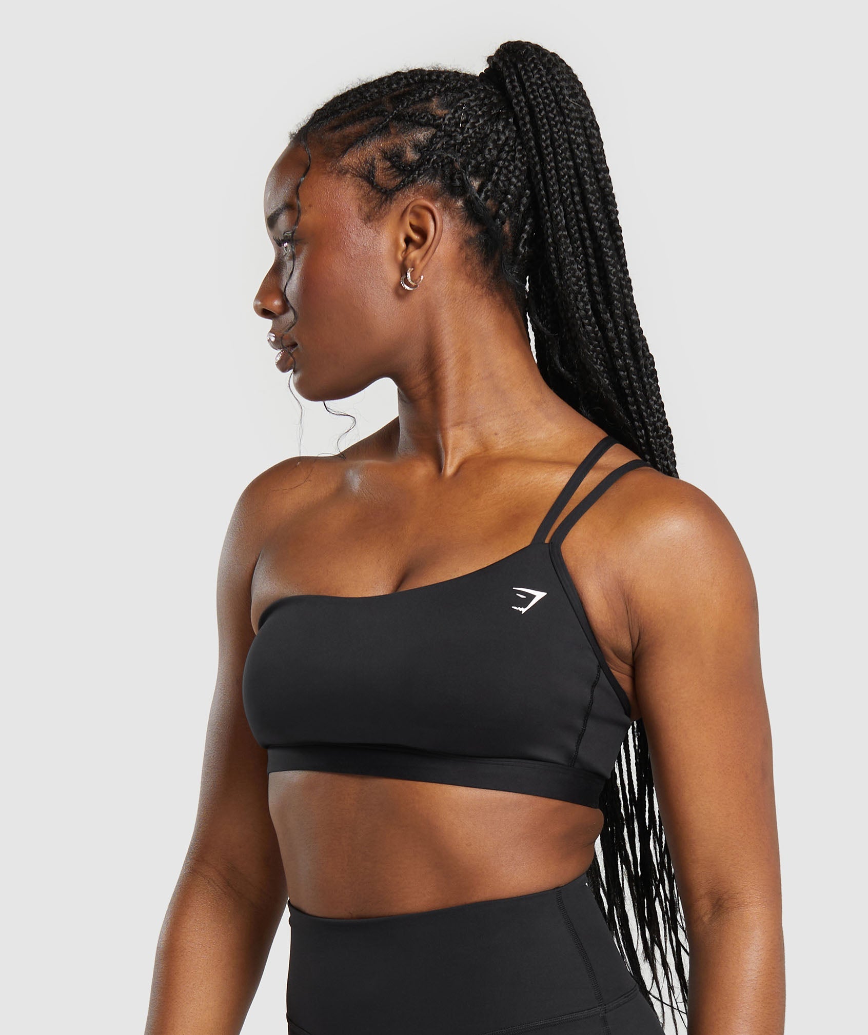One Shoulder Sports Bra - Black