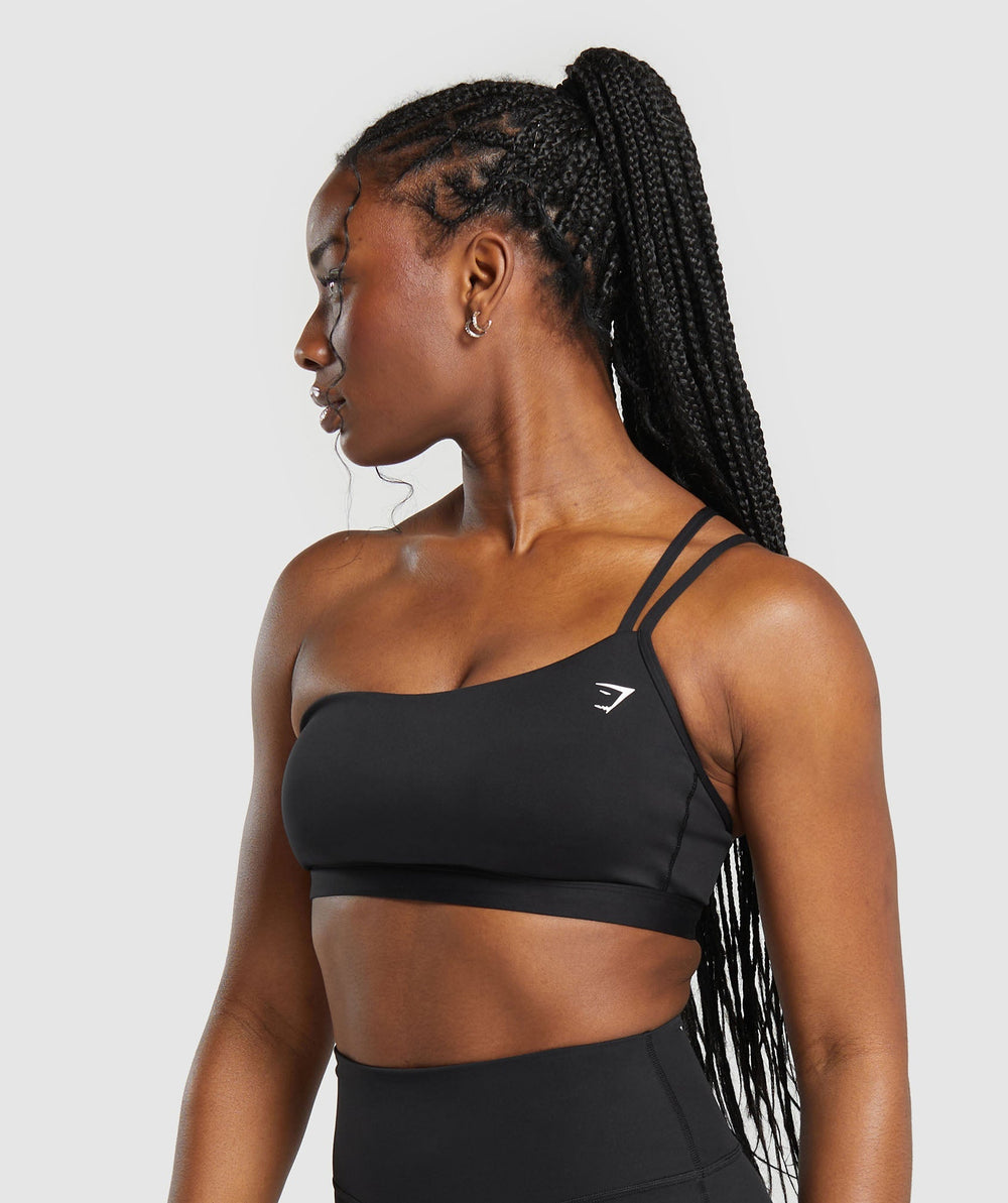 One Shoulder Sports Bra - Black