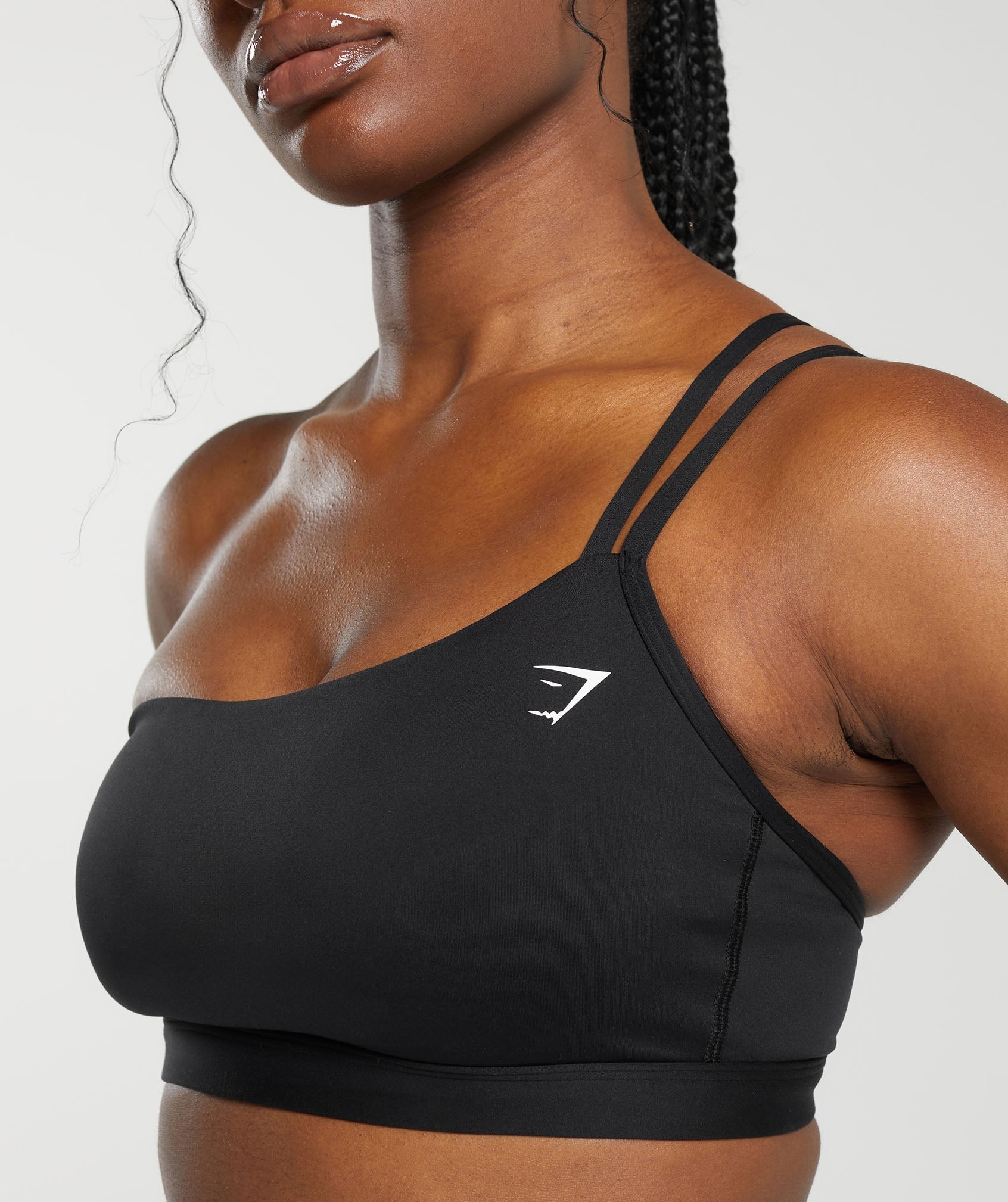 One Shoulder Sports Bra - Black