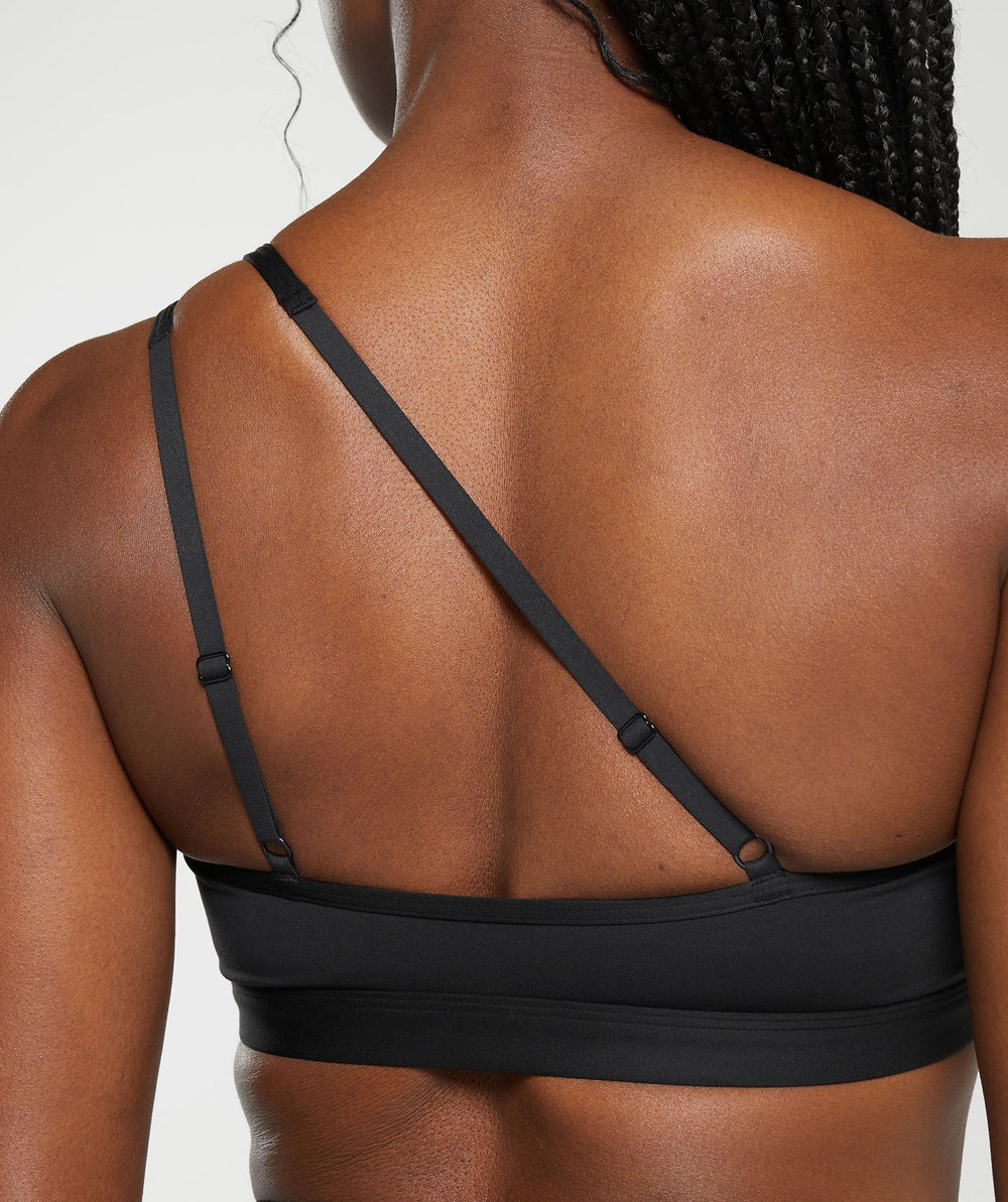 One Shoulder Sports Bra - Black