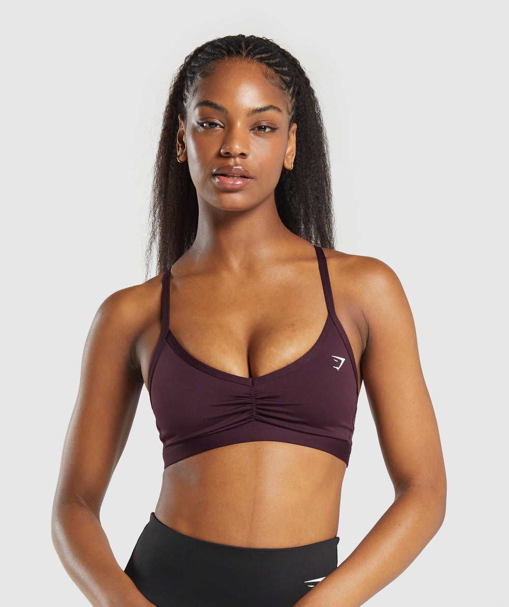 Ruched Strappy Sports Bra - Depth Purple