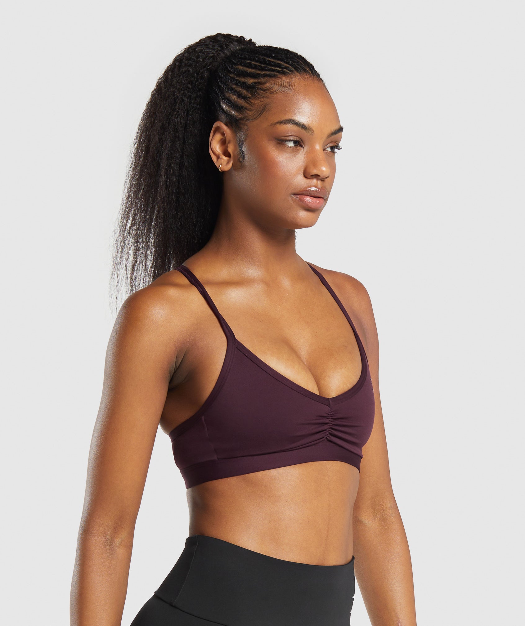 Ruched Strappy Sports Bra - Depth Purple