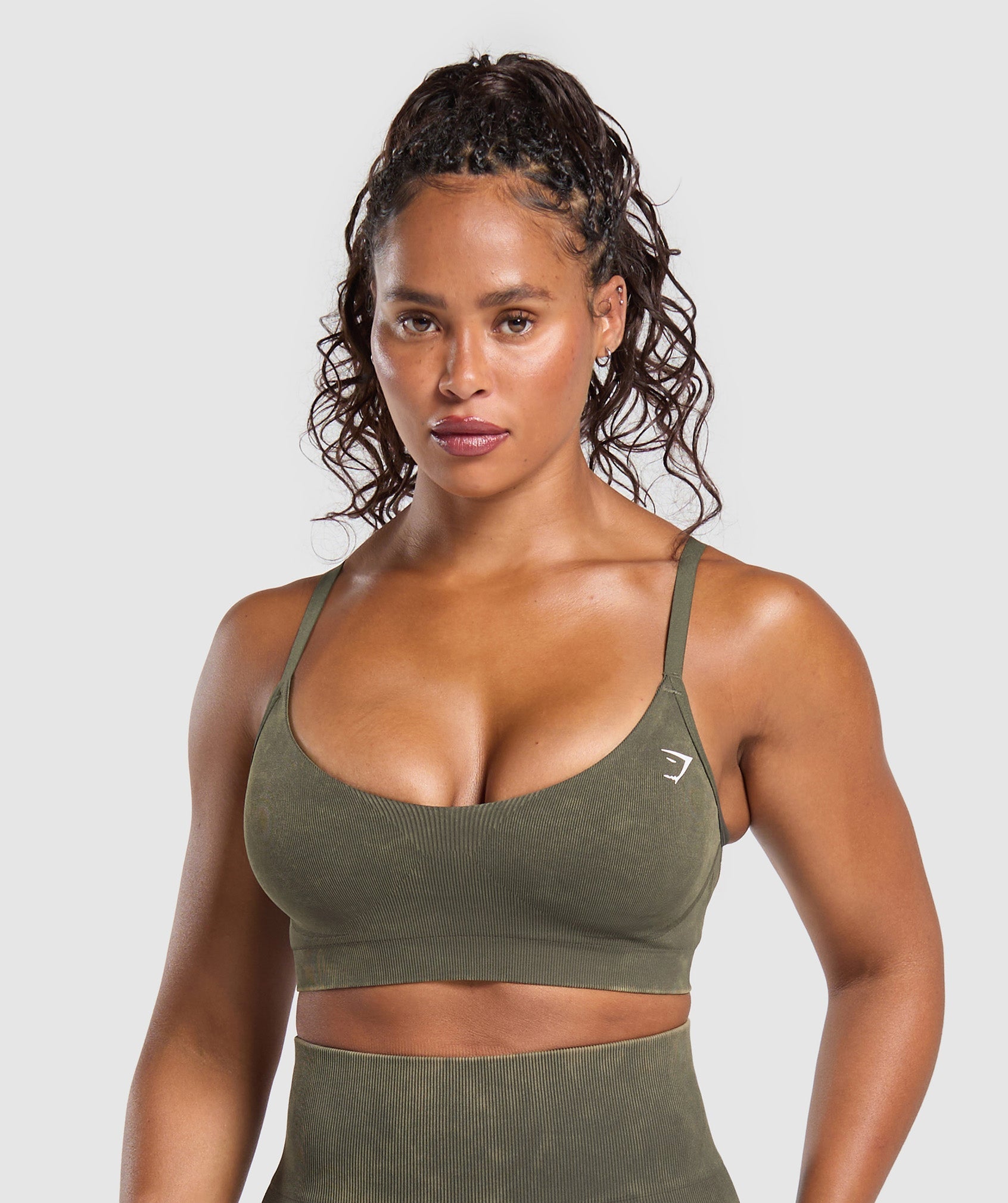 Gains Seamless Washed Sports Bra - Strength Green