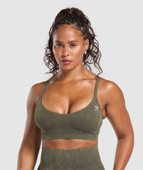 Gains Seamless Washed Sports Bra - Strength Green
