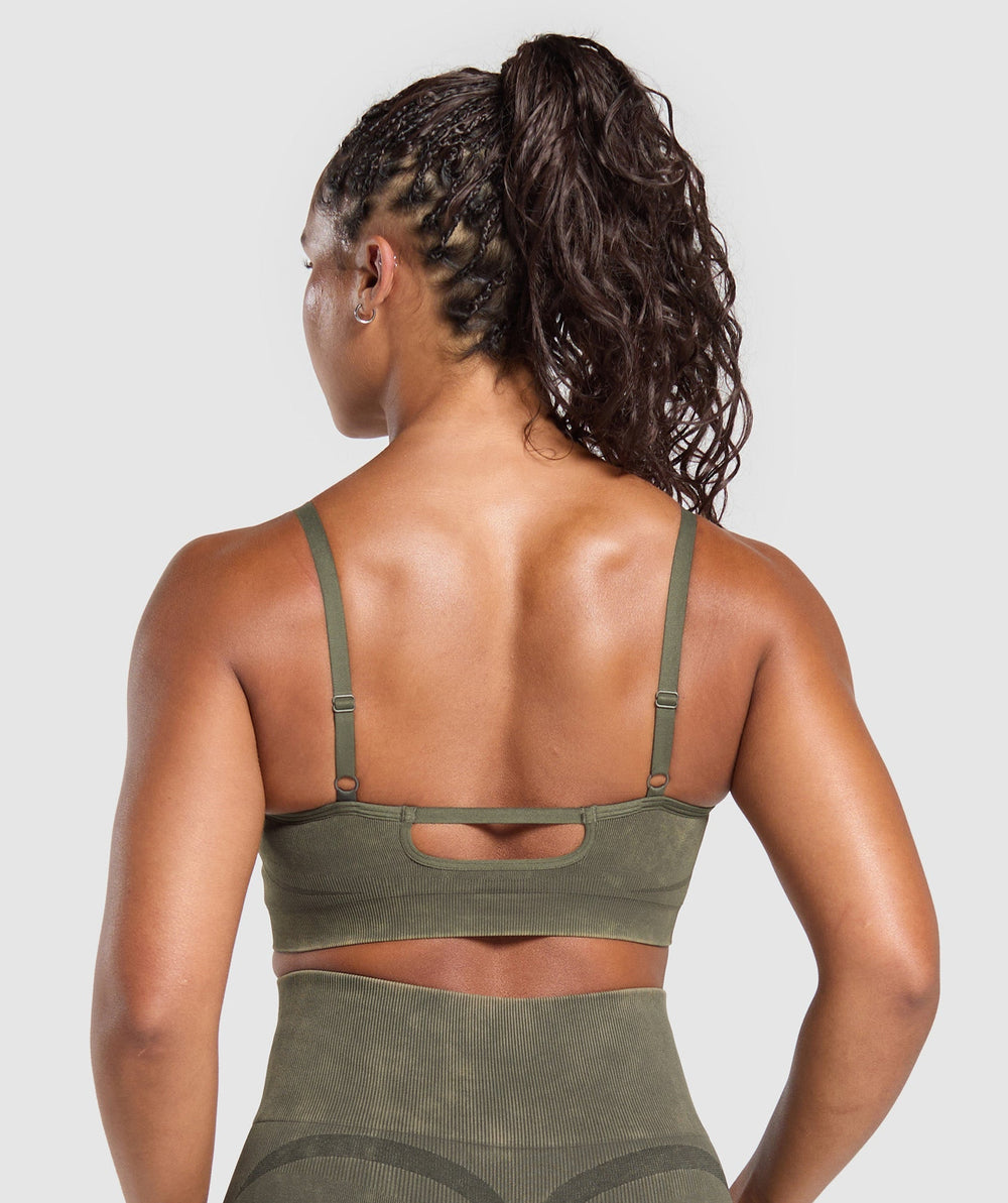 Gains Seamless Washed Sports Bra - Strength Green