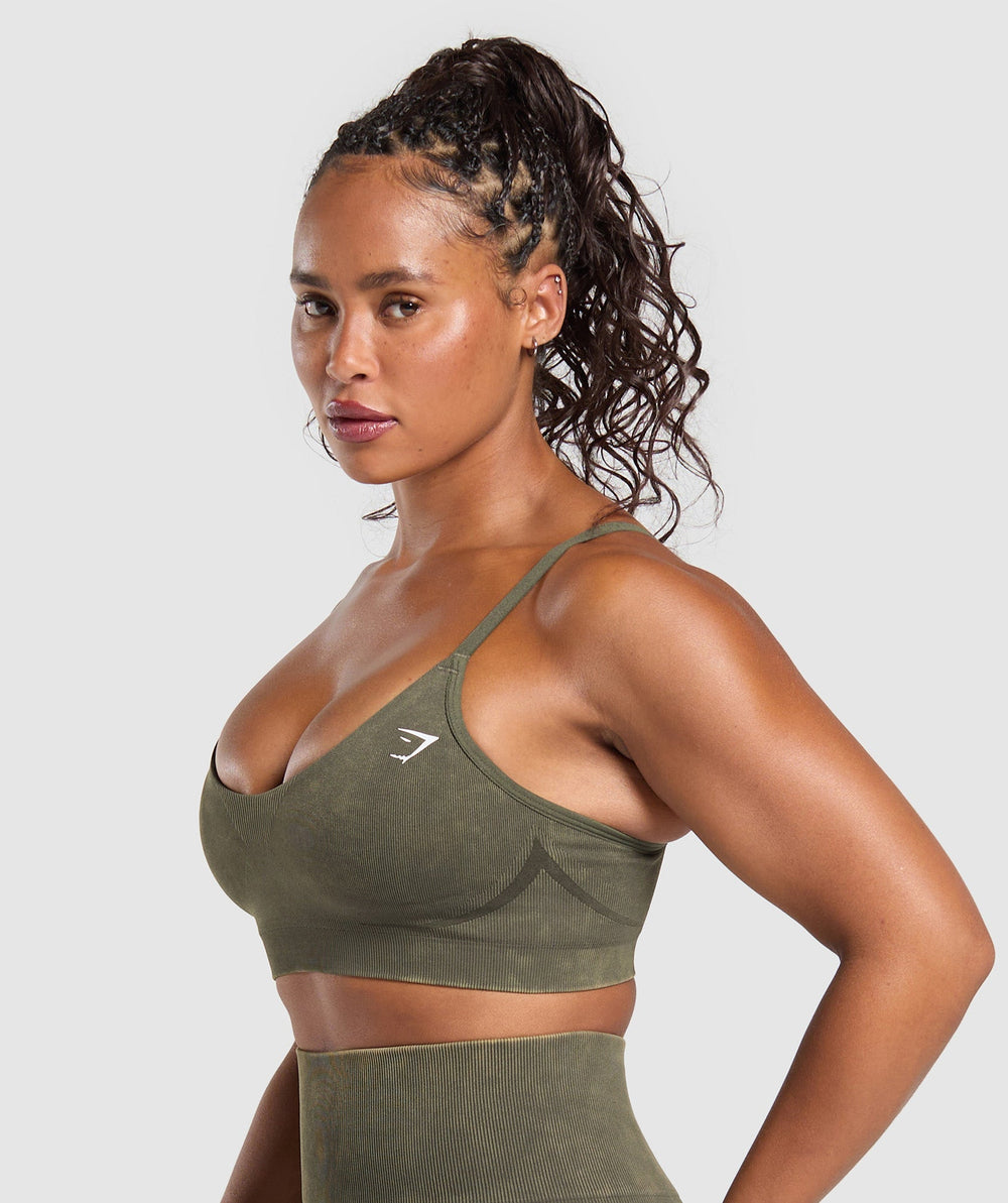 Gains Seamless Washed Sports Bra - Strength Green