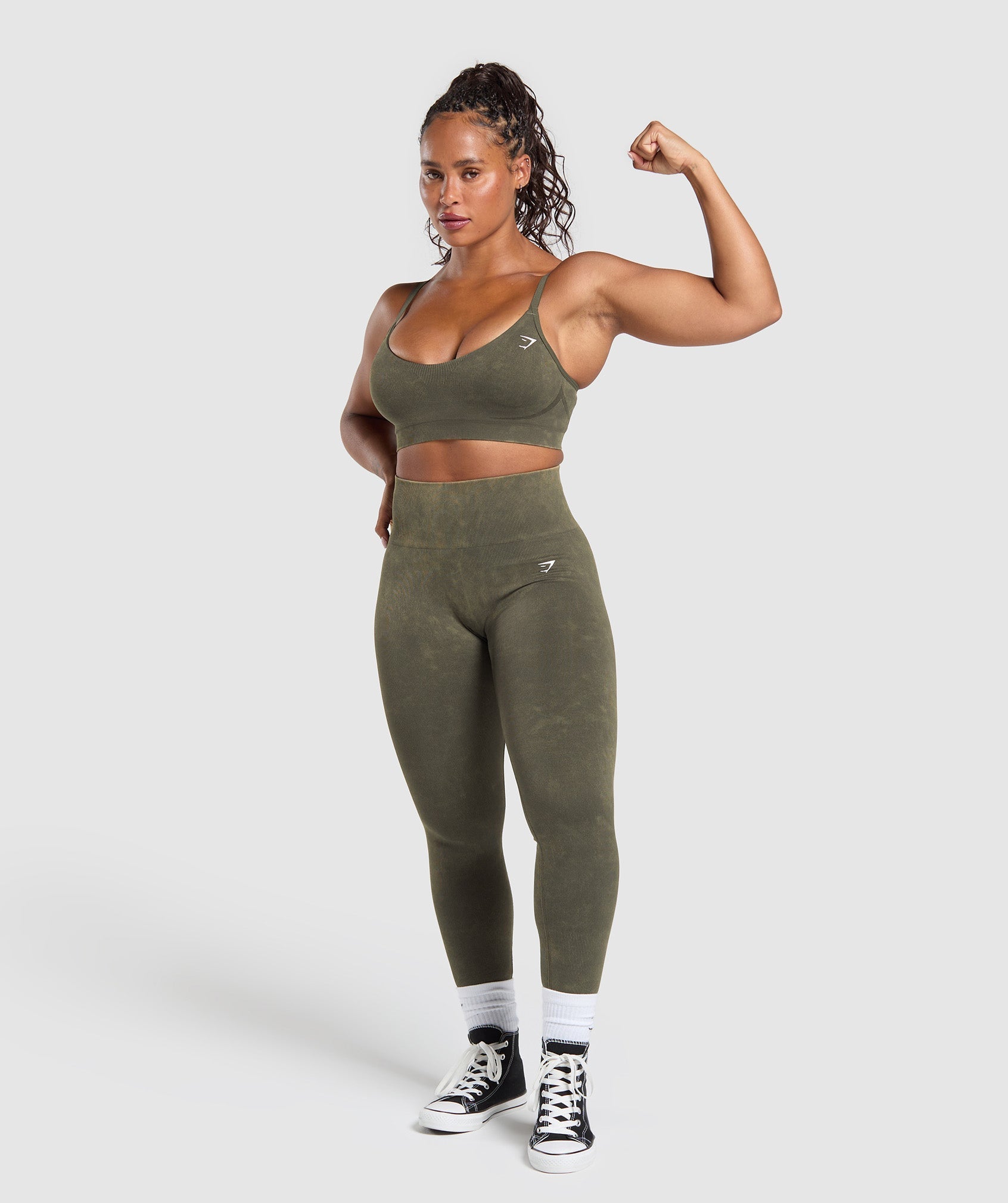 Gains Seamless Washed Sports Bra - Strength Green
