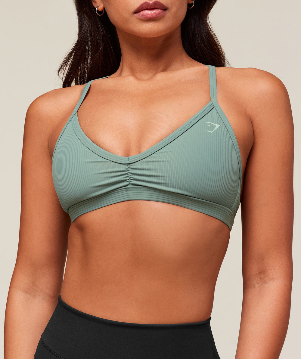 Ribbed Minimal Sports Bra - Celeste Blue