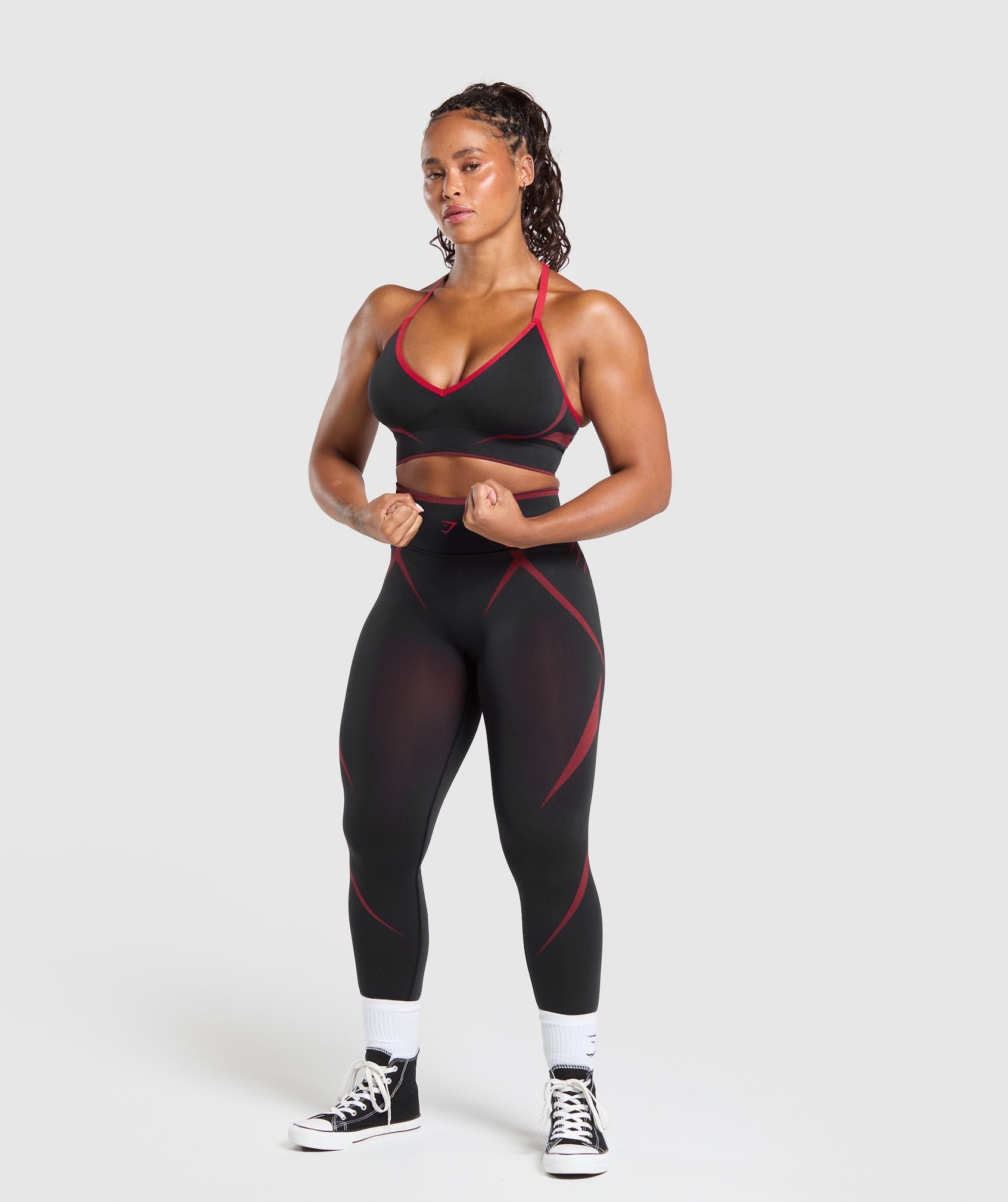Apex Lift  Seamless Sports Bra - Black/Carmine Red
