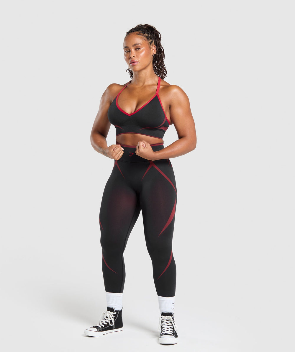 Apex Lift  Seamless Sports Bra - Black/Carmine Red