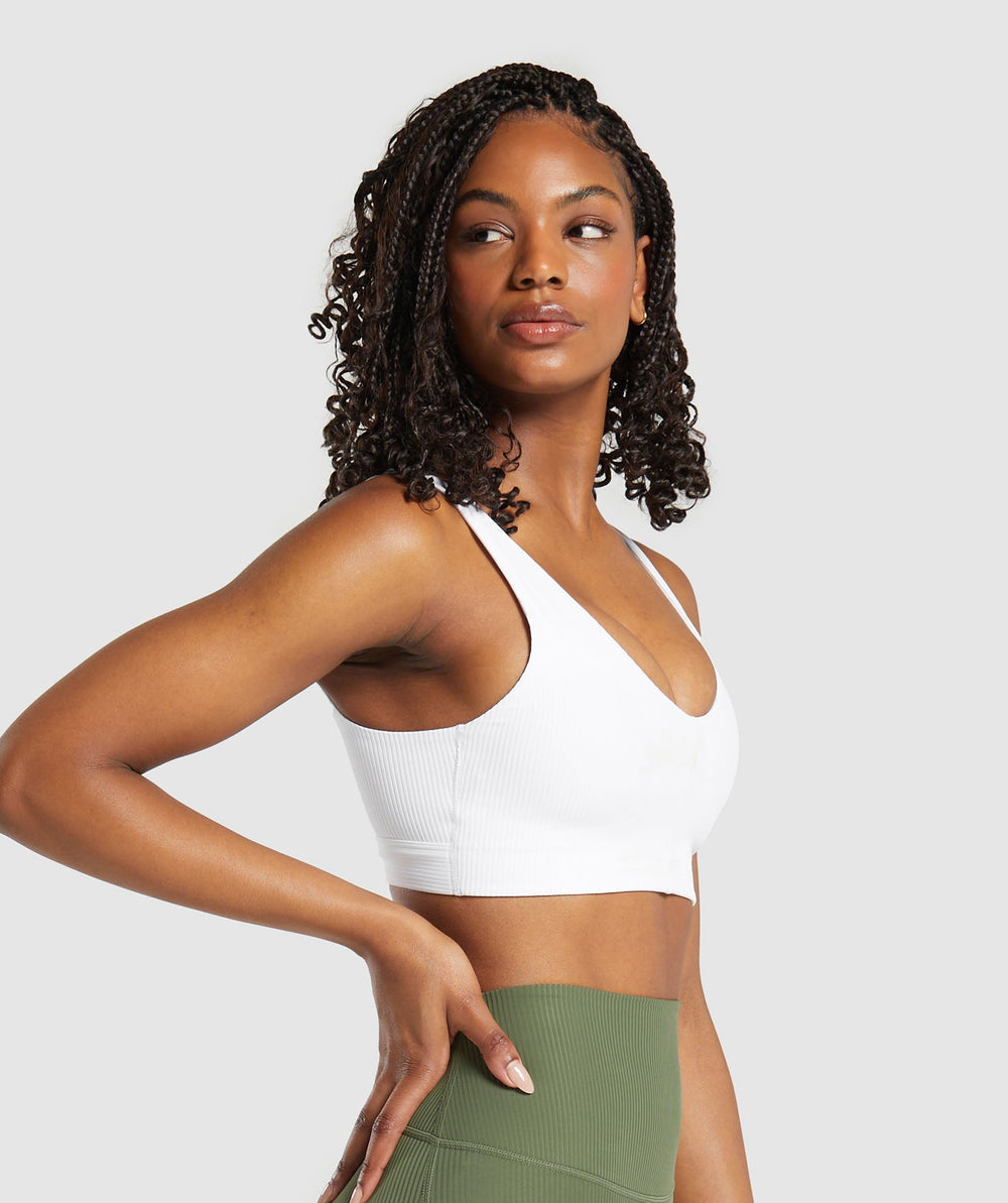 Ribbed Sports Bra - White