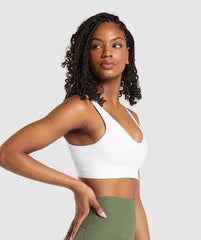 Ribbed Sports Bra - White