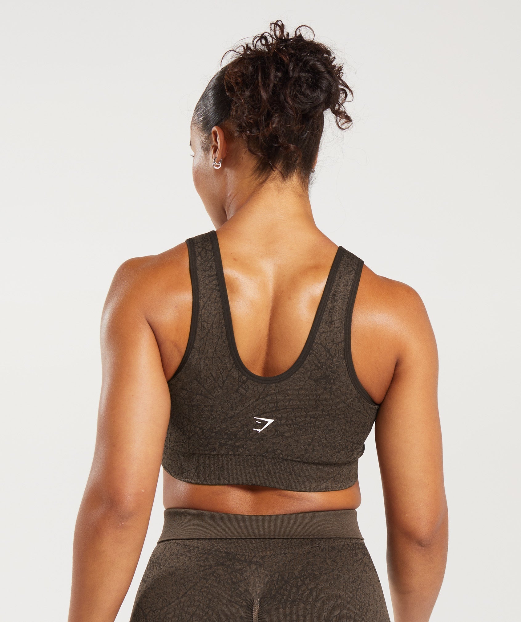 Adapt Pattern Seamless Longline Bra - Woodland Brown/Soul Brown