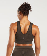 Adapt Pattern Seamless Longline Bra - Woodland Brown/Soul Brown