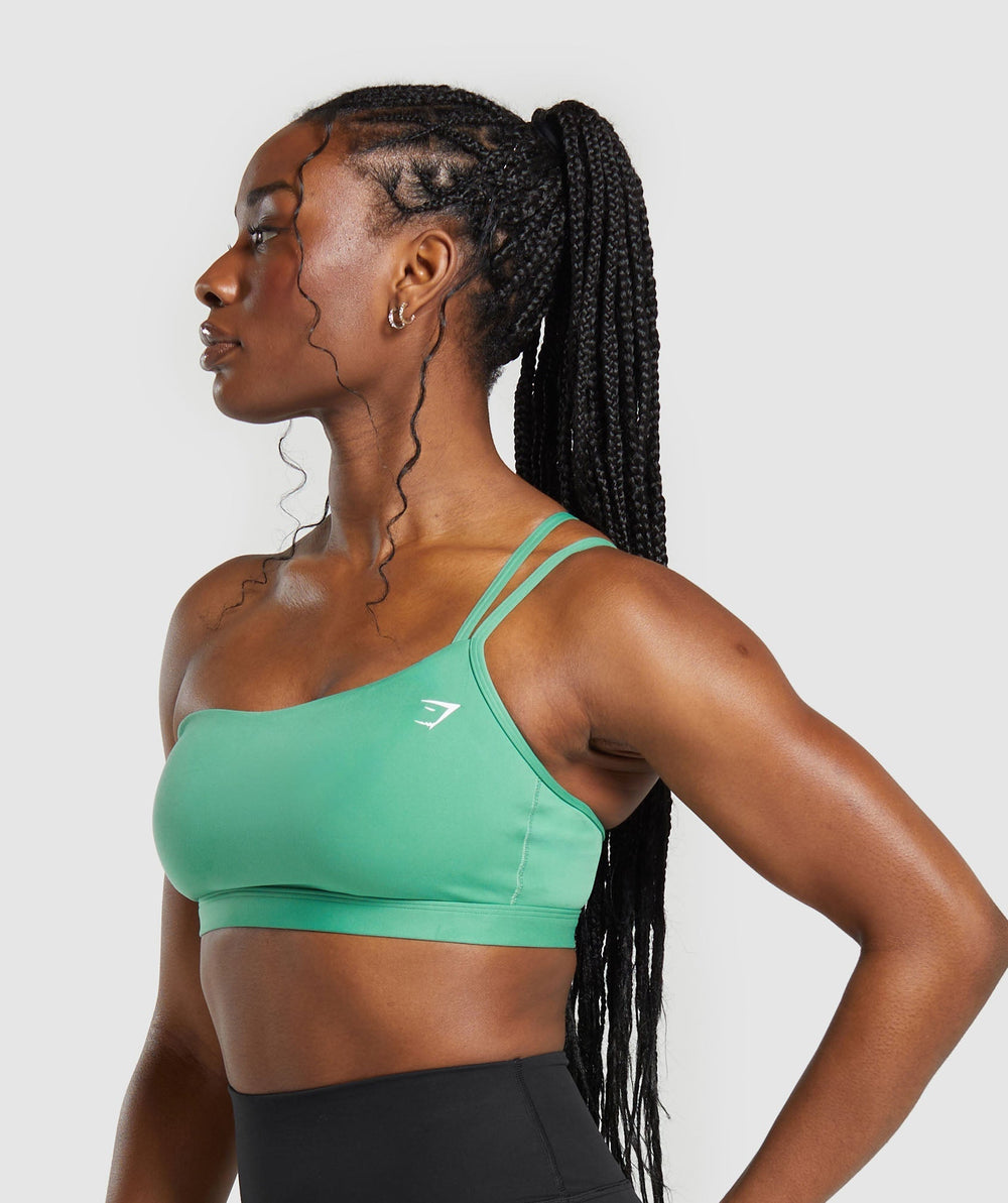 One Shoulder Sports Bra - Lagoon Green