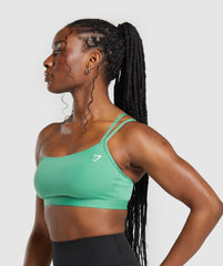 One Shoulder Sports Bra - Lagoon Green