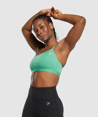 One Shoulder Sports Bra - Lagoon Green