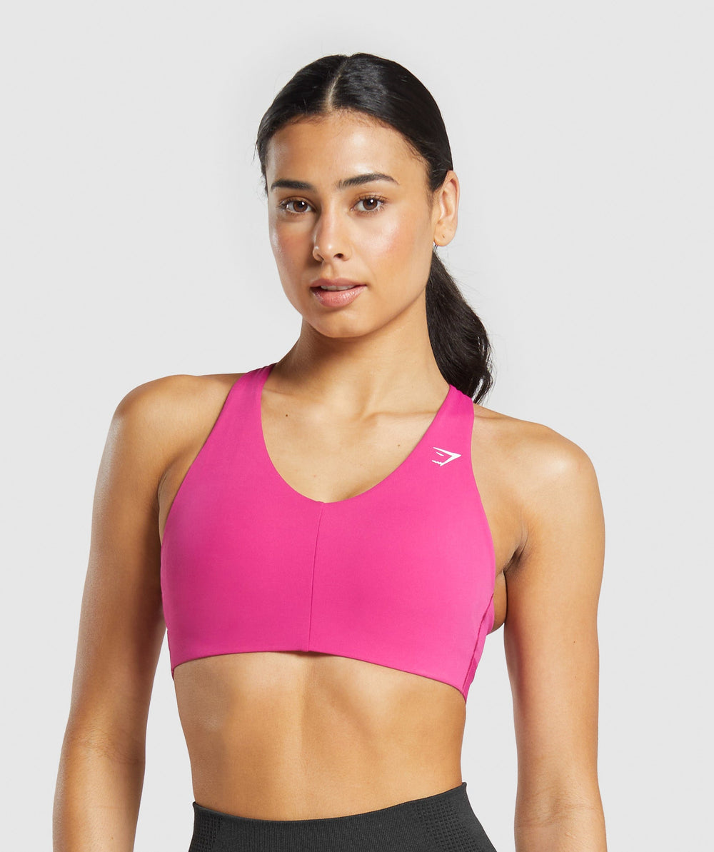 Strappy Back Medium Support Sports Bra - Winning Pink