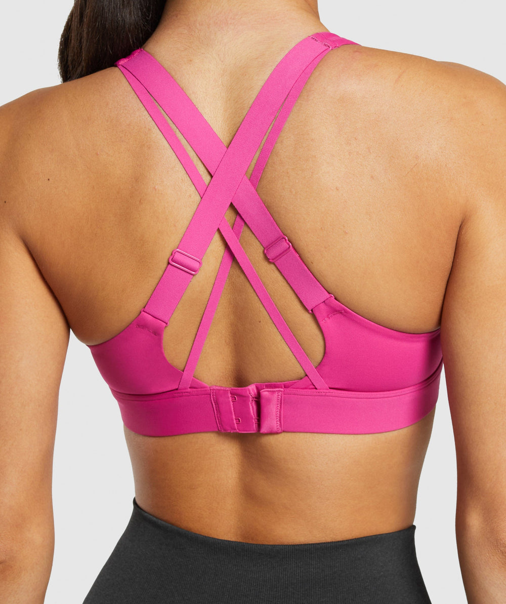 Strappy Back Medium Support Sports Bra - Winning Pink