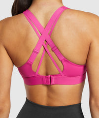 Strappy Back Medium Support Sports Bra - Winning Pink