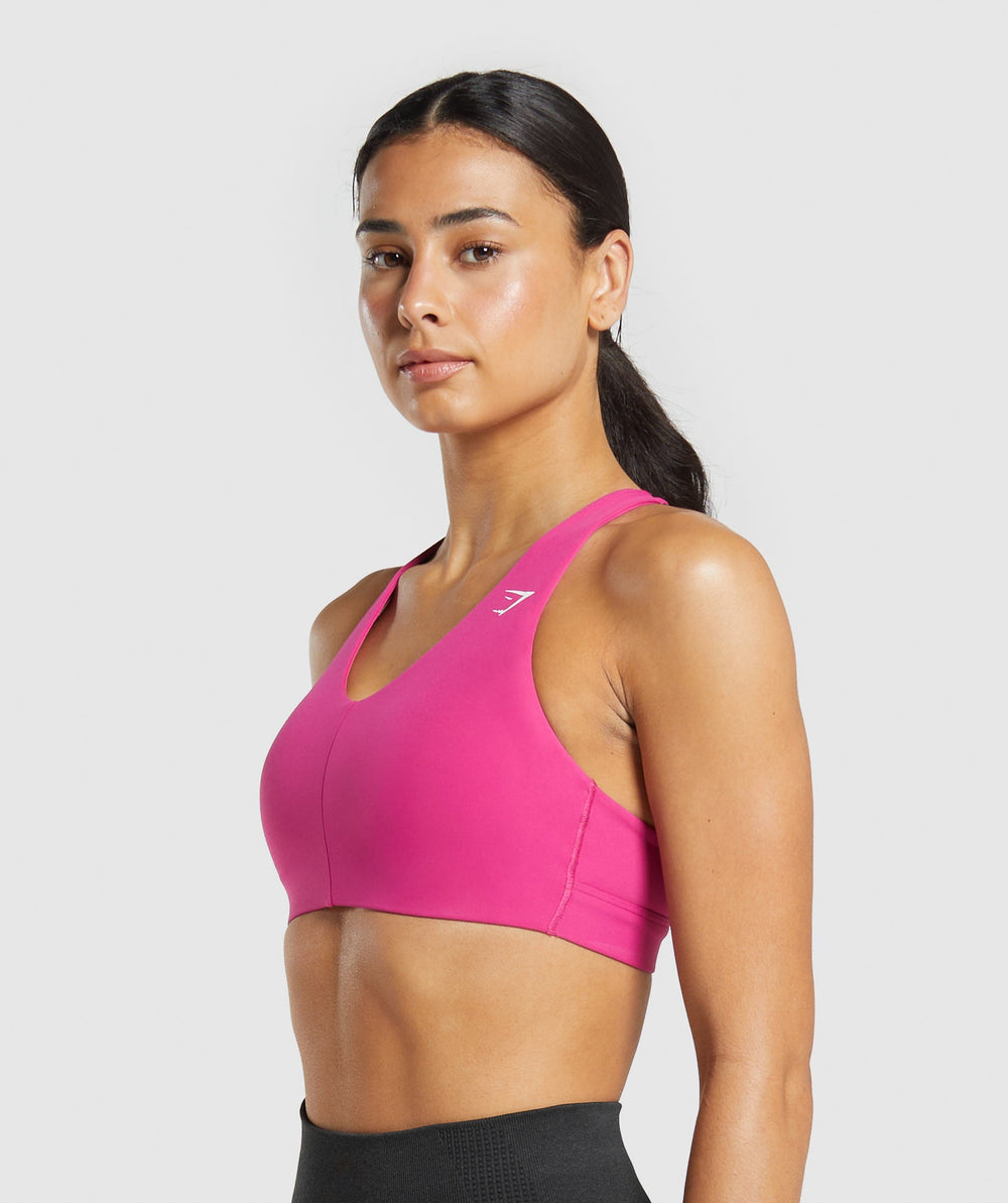 Strappy Back Medium Support Sports Bra - Winning Pink