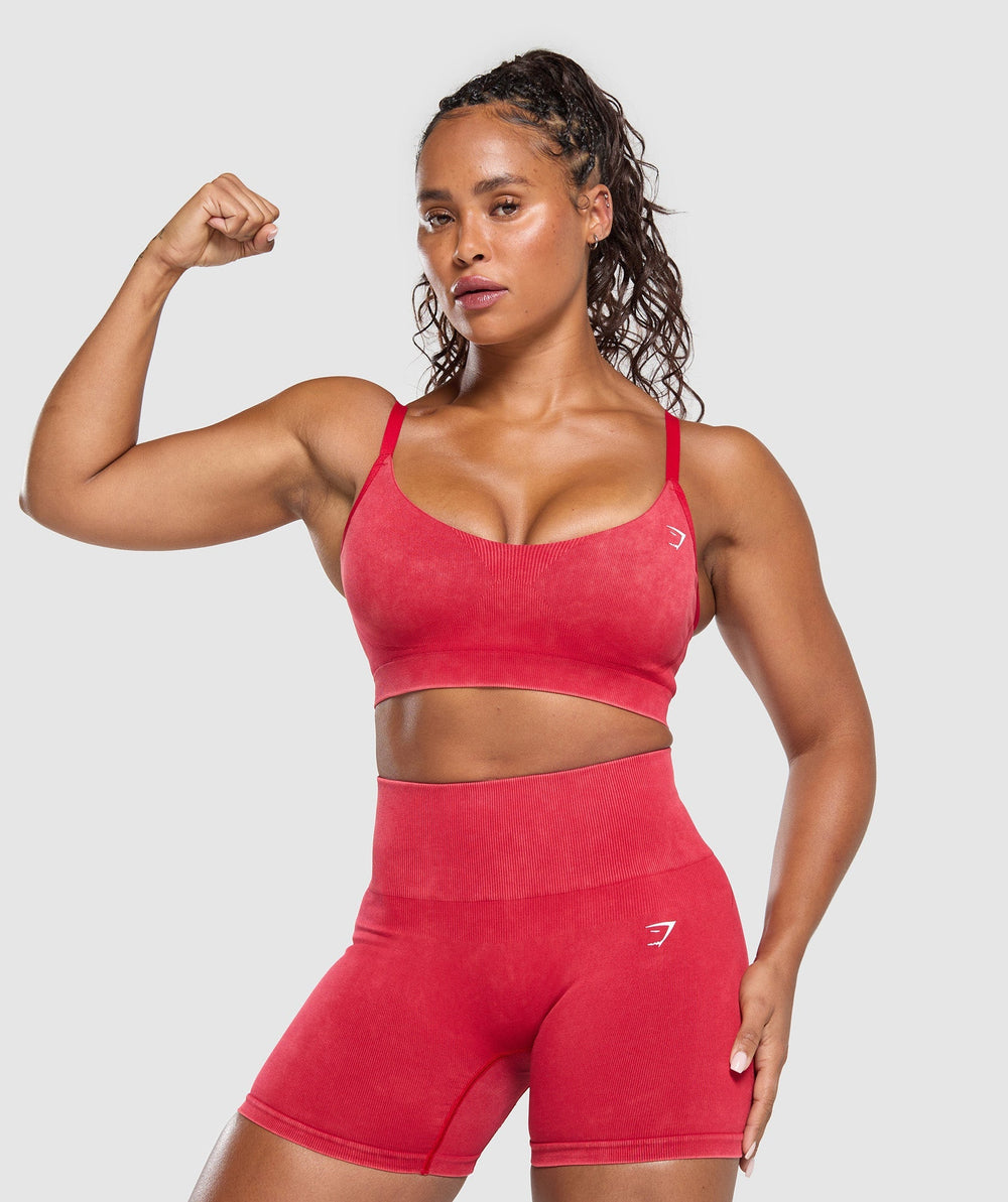 Gains Seamless Washed Sports Bra - Carmine Red