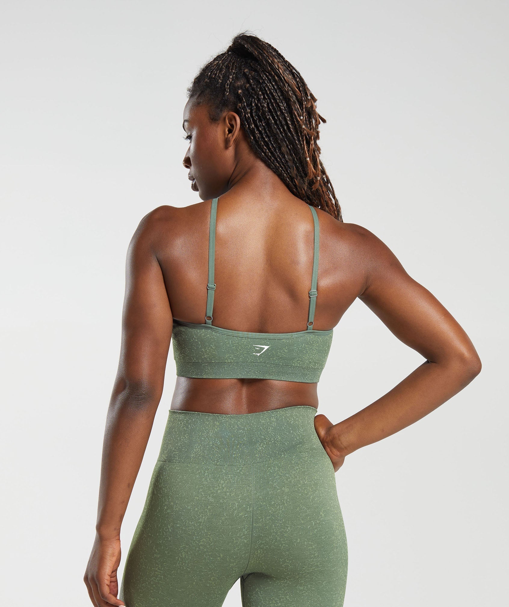 Adapt Fleck Seamless Halterneck Bralette - Dusk Green/Light Sage Green