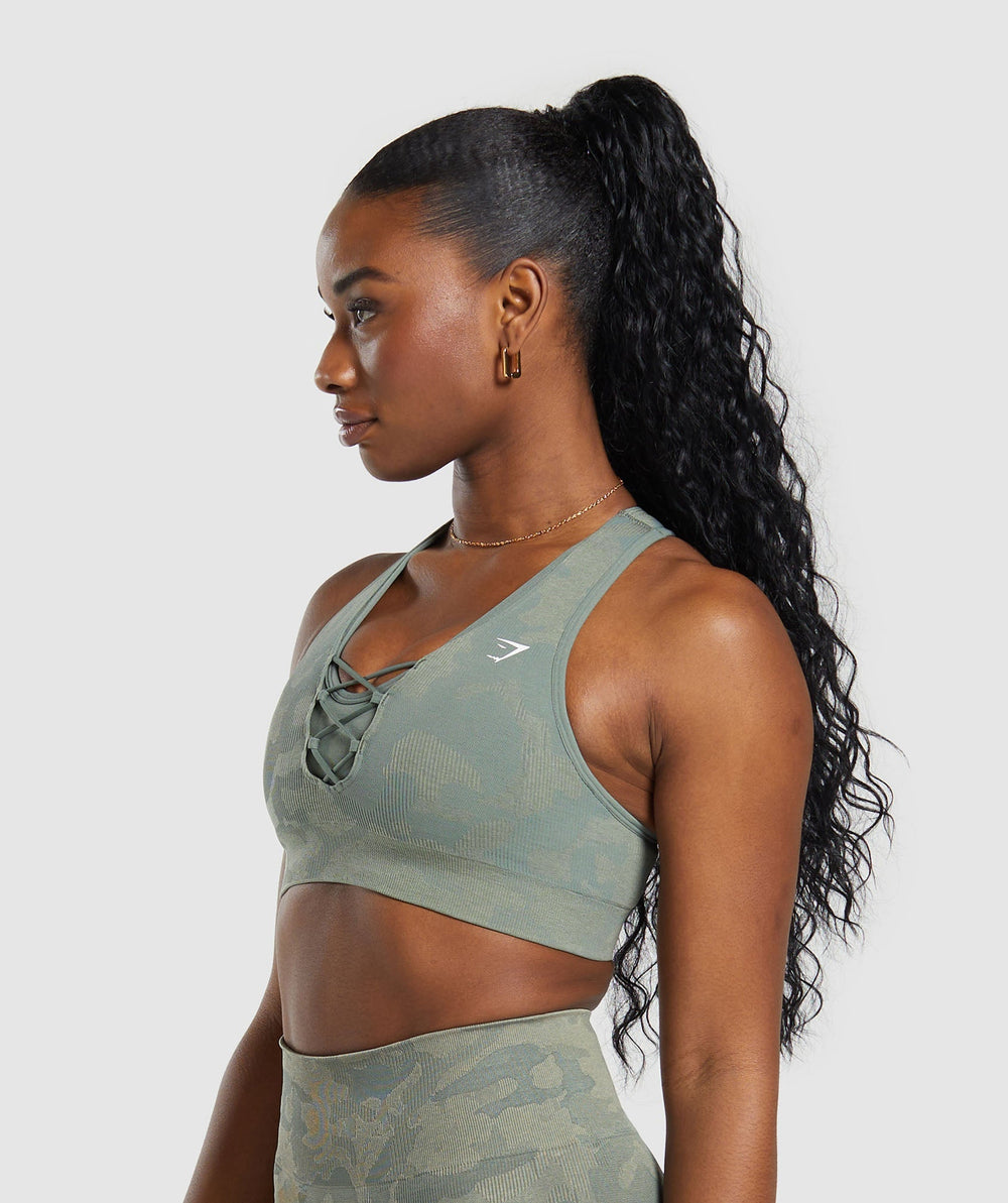 Adapt Camo Seamless Sports Bra - Unit Green/Chalk Green