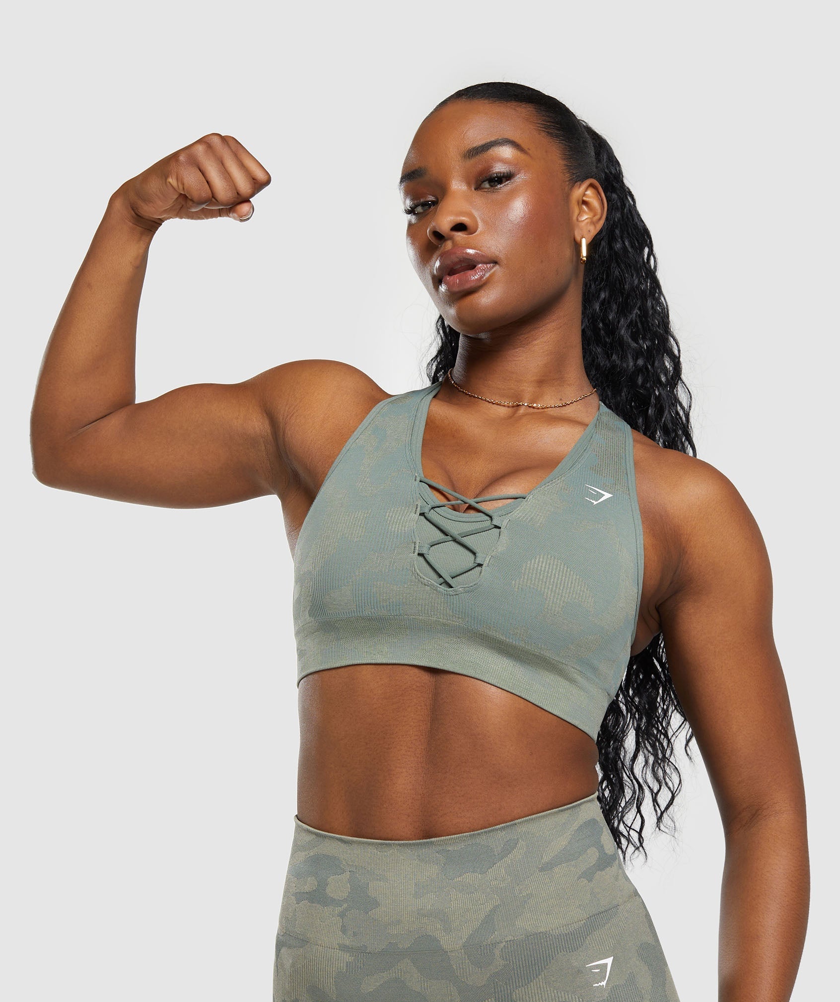 Adapt Camo Seamless Sports Bra - Unit Green/Chalk Green