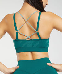 Apex Limit Seamless Ruched Sports Bra - Deep Teal/Duck Egg Blue