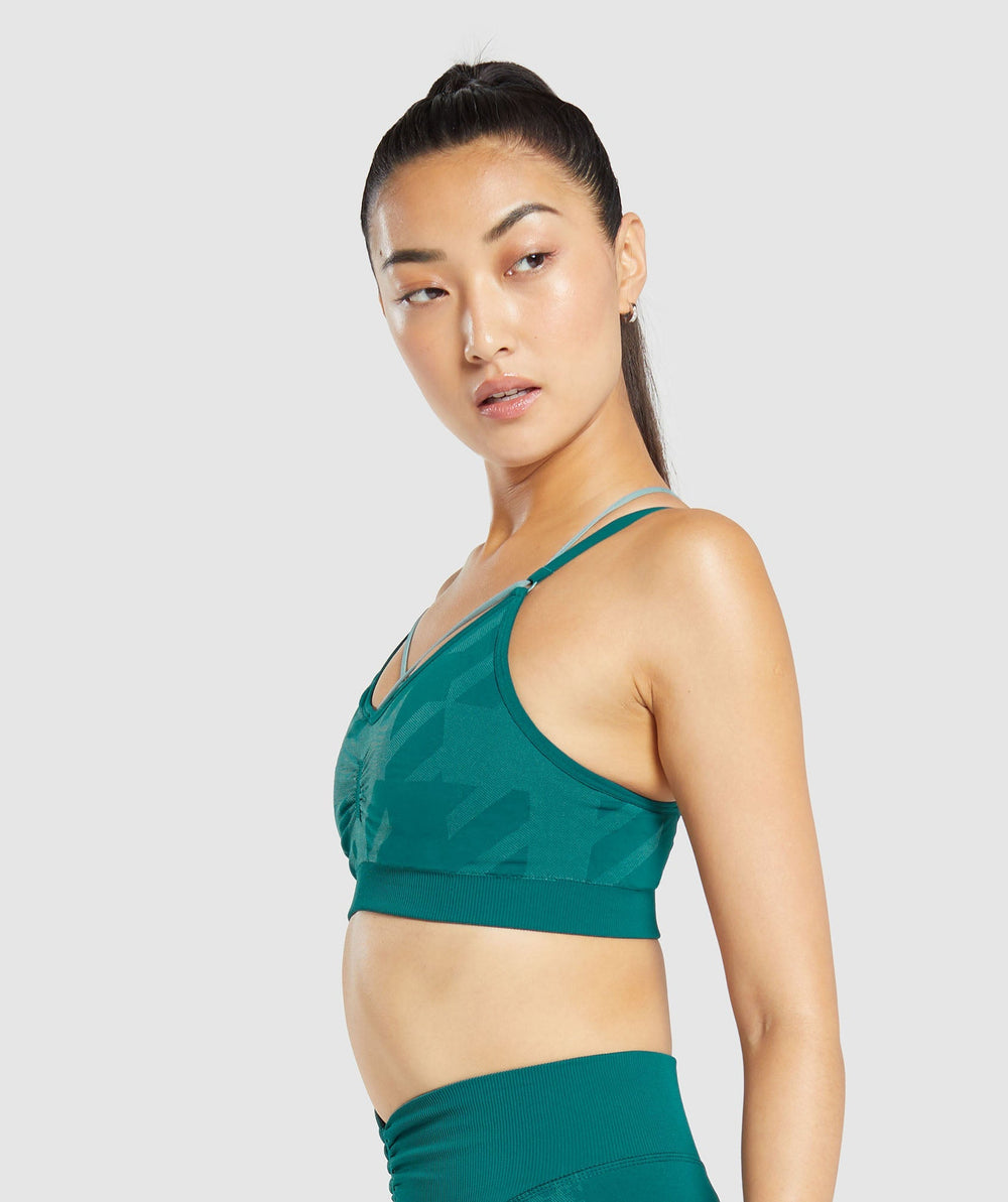 Apex Limit Seamless Ruched Sports Bra - Deep Teal/Duck Egg Blue