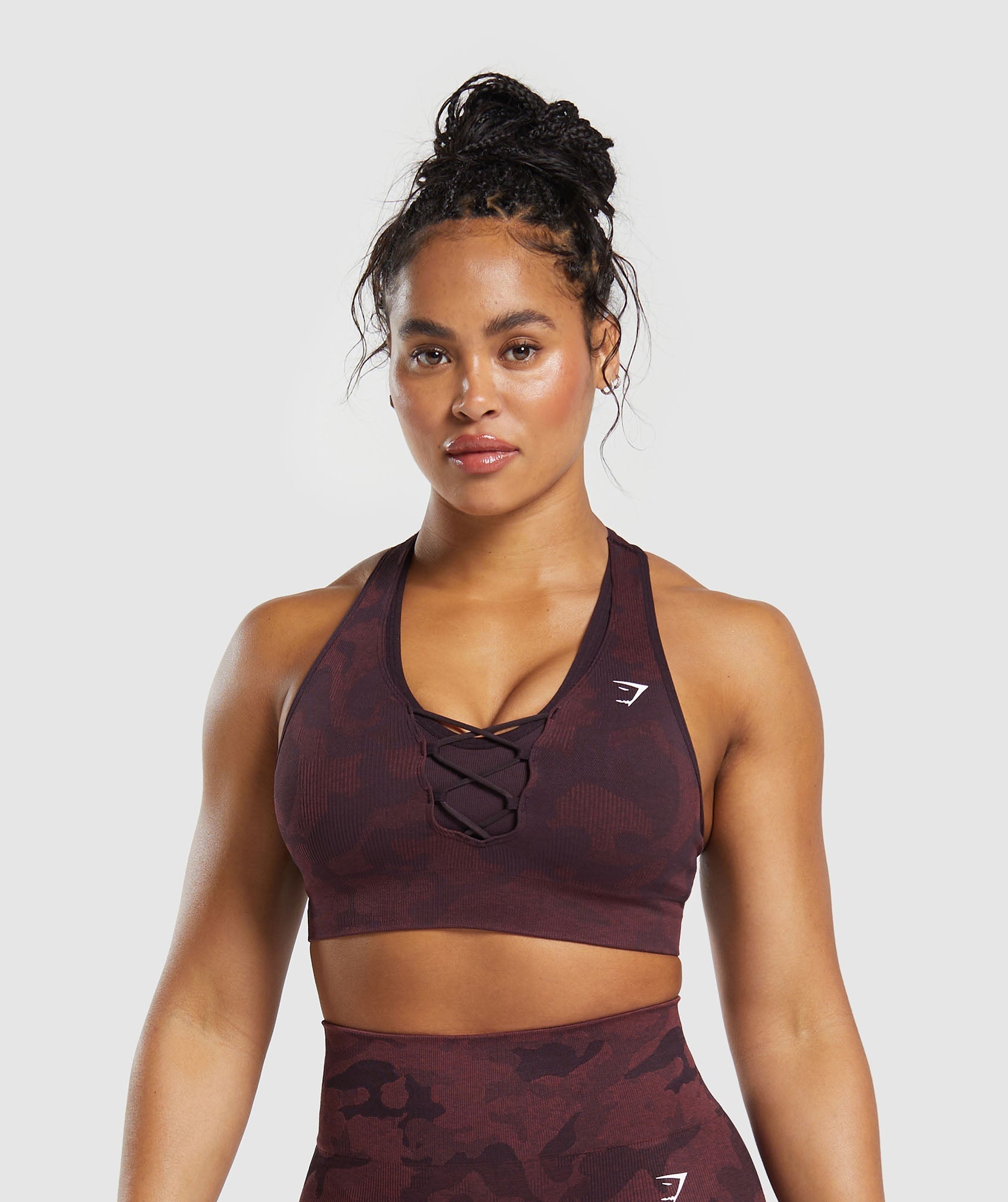 Adapt Camo Seamless Sports Bra - Plum Brown/Burgundy Brown