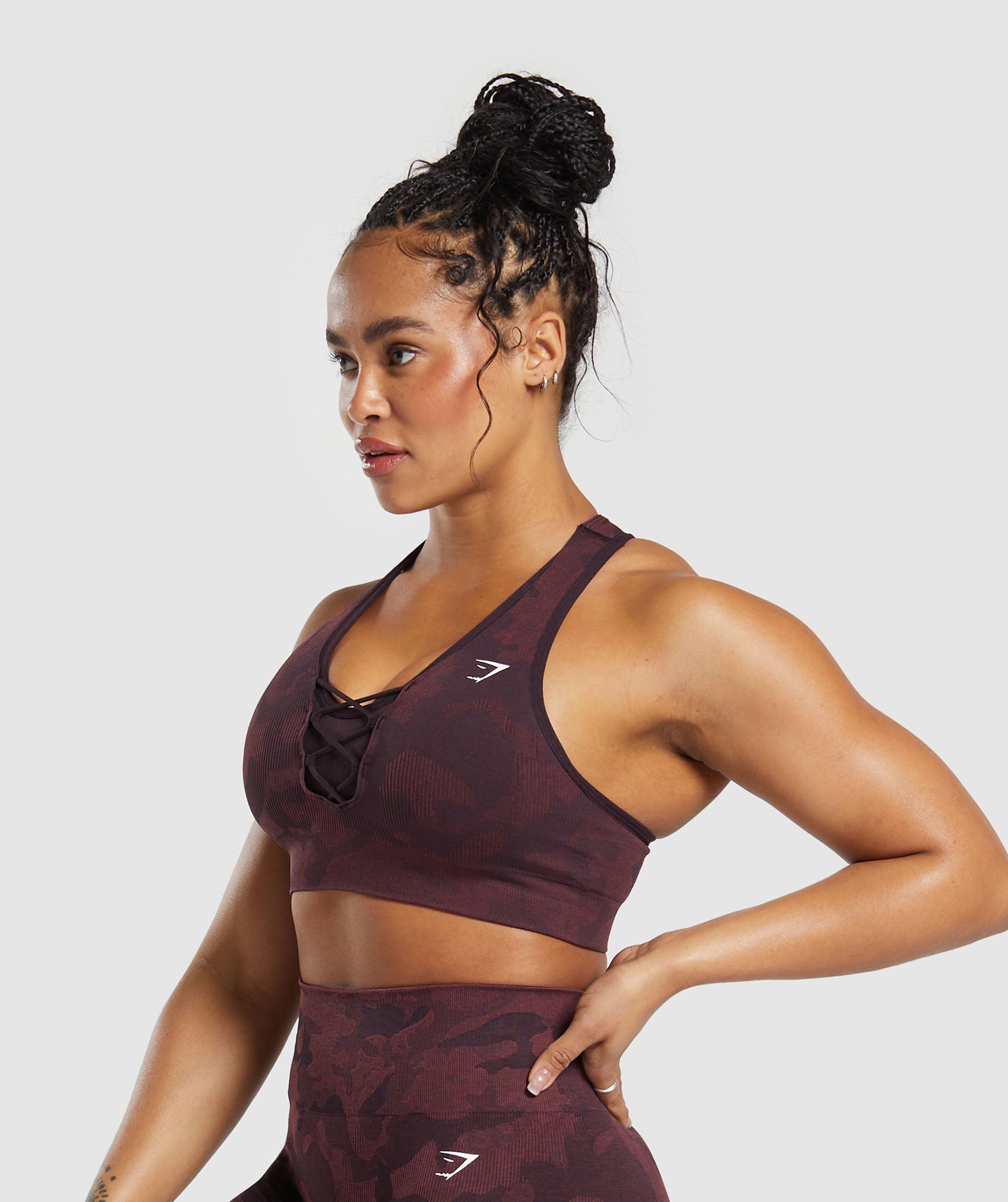 Adapt Camo Seamless Sports Bra - Plum Brown/Burgundy Brown