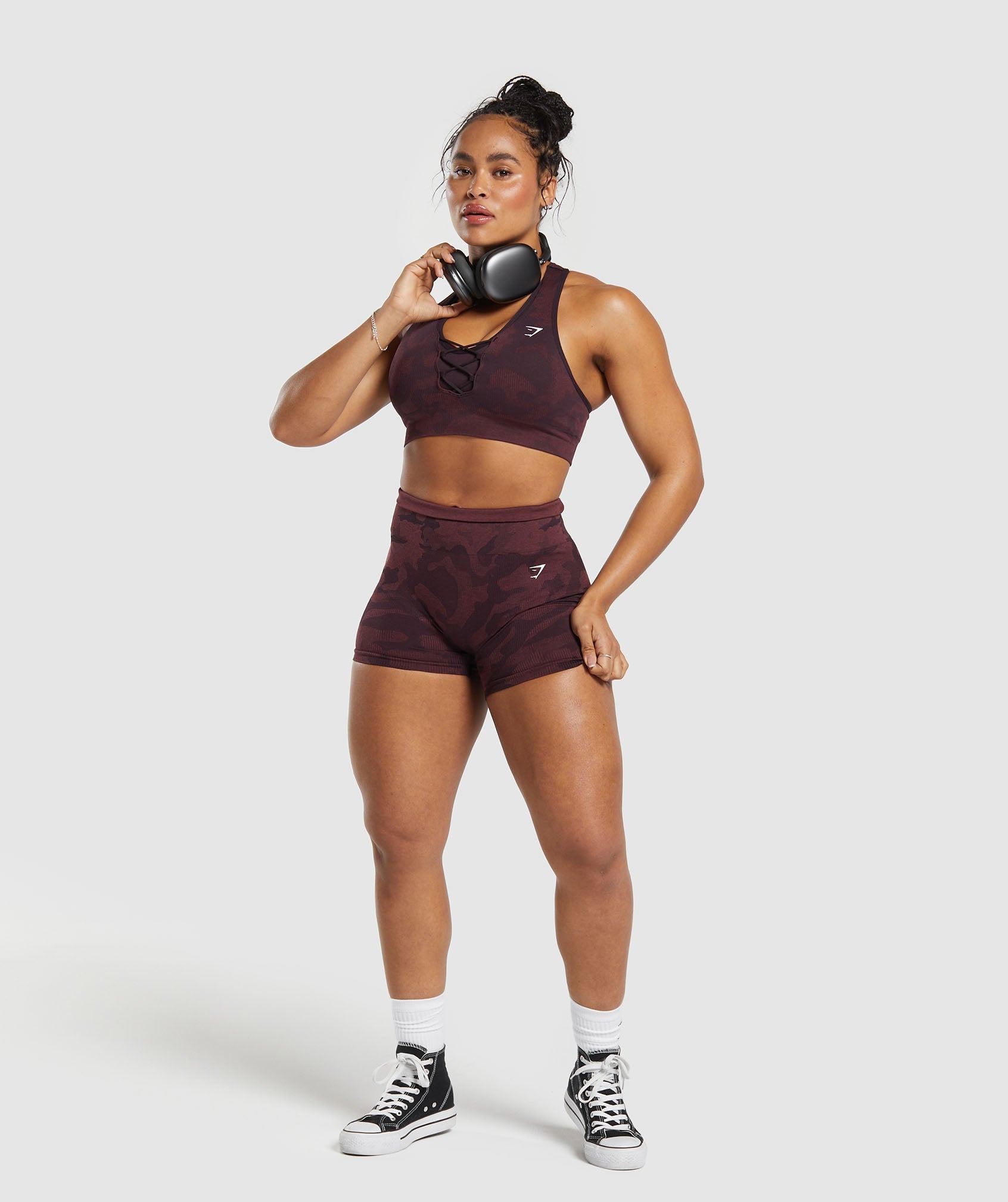 Adapt Camo Seamless Sports Bra - Plum Brown/Burgundy Brown
