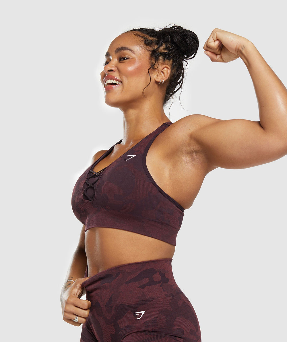 Adapt Camo Seamless Sports Bra - Plum Brown/Burgundy Brown