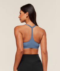 Cotton Racerback Sports Bra - Worn Blue