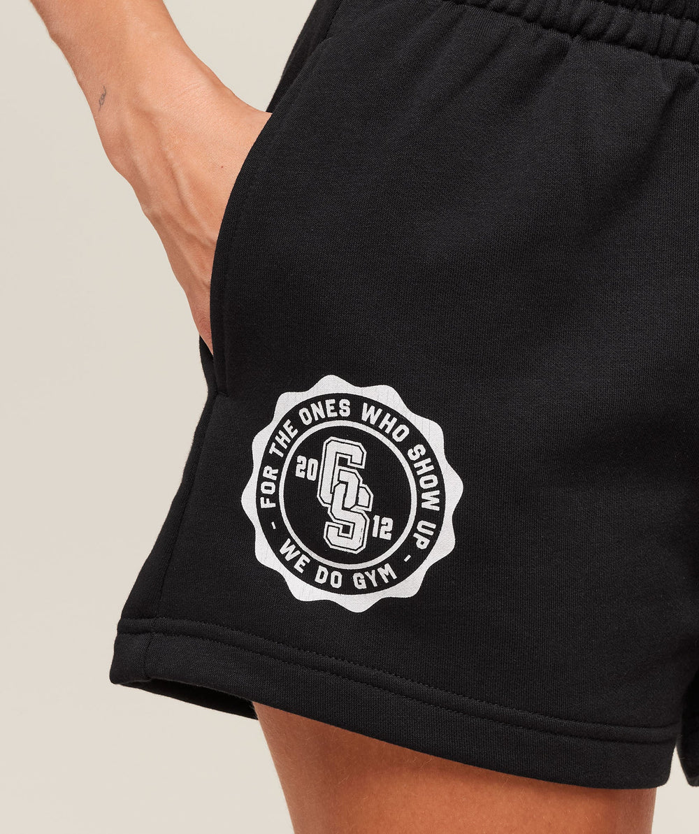Collegiate Graphic Fleece Shorts - Black