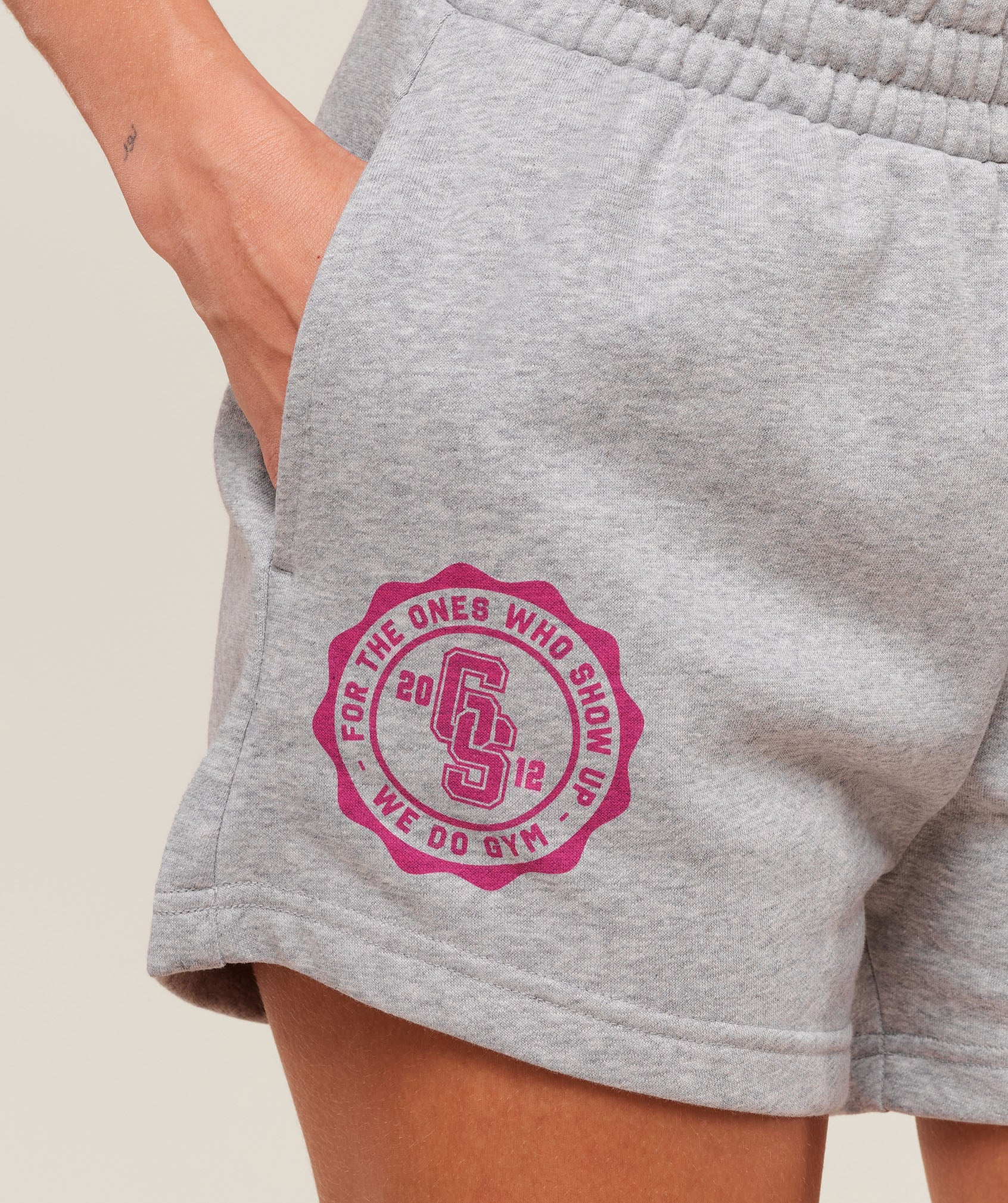 Collegiate Graphic Fleece Shorts - Light Grey Core Marl