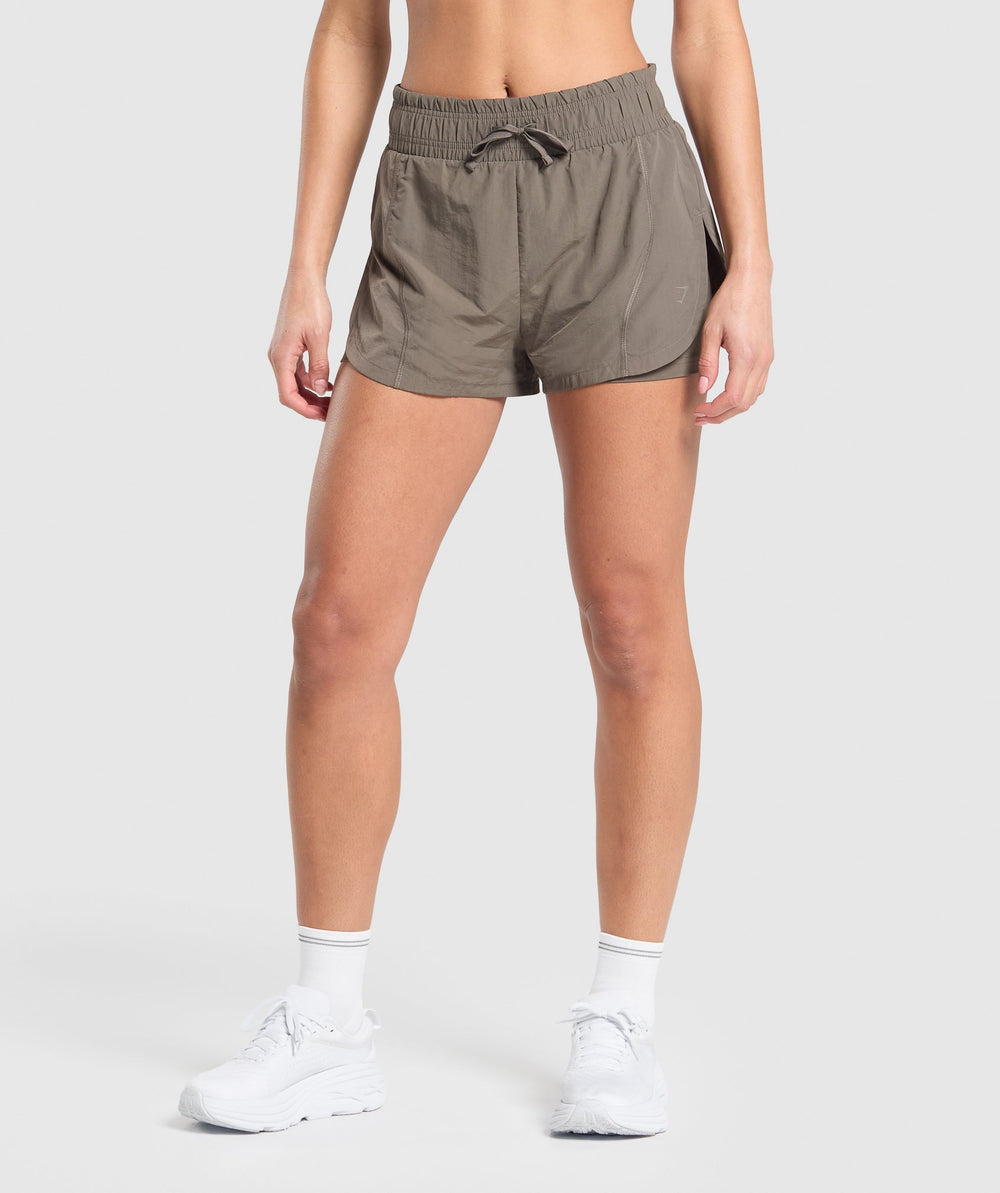 Running 2 in 1 Woven Shorts - Camo Brown