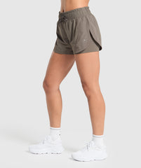Running 2 in 1 Woven Shorts - Camo Brown