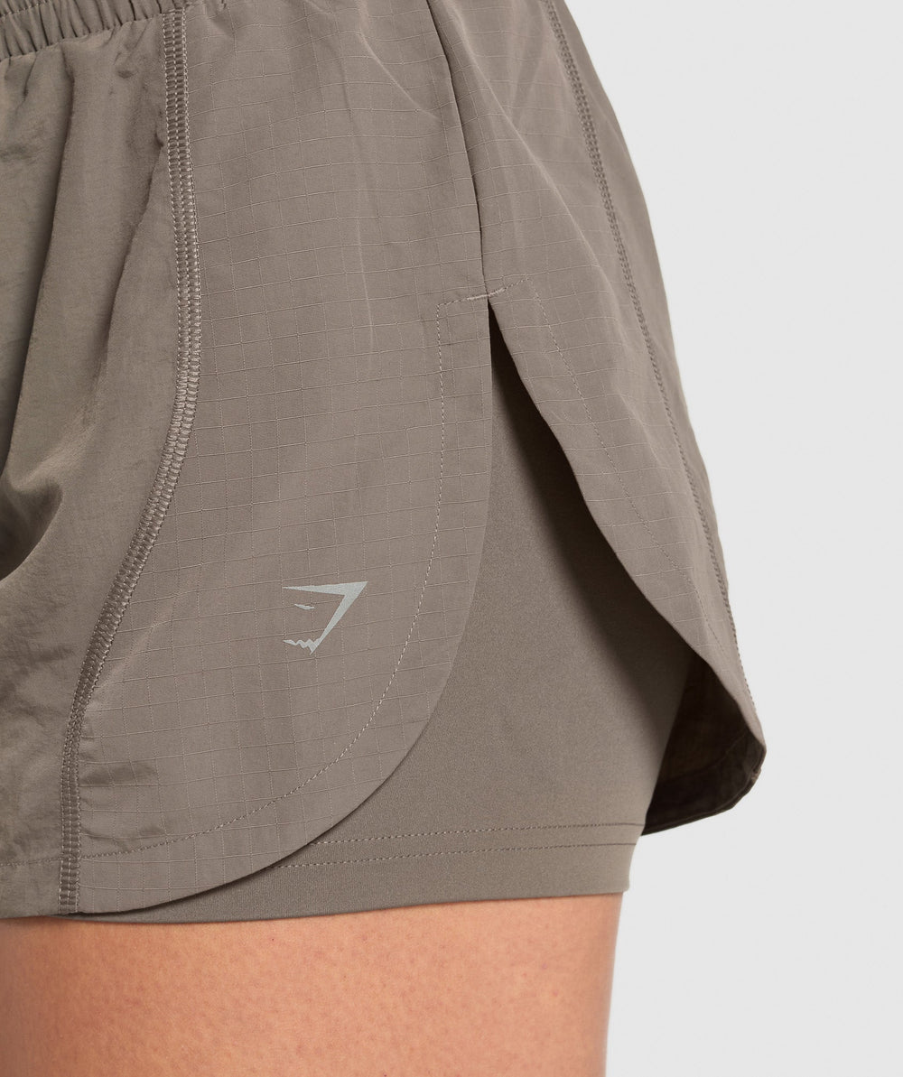 Running 2 in 1 Woven Shorts - Camo Brown