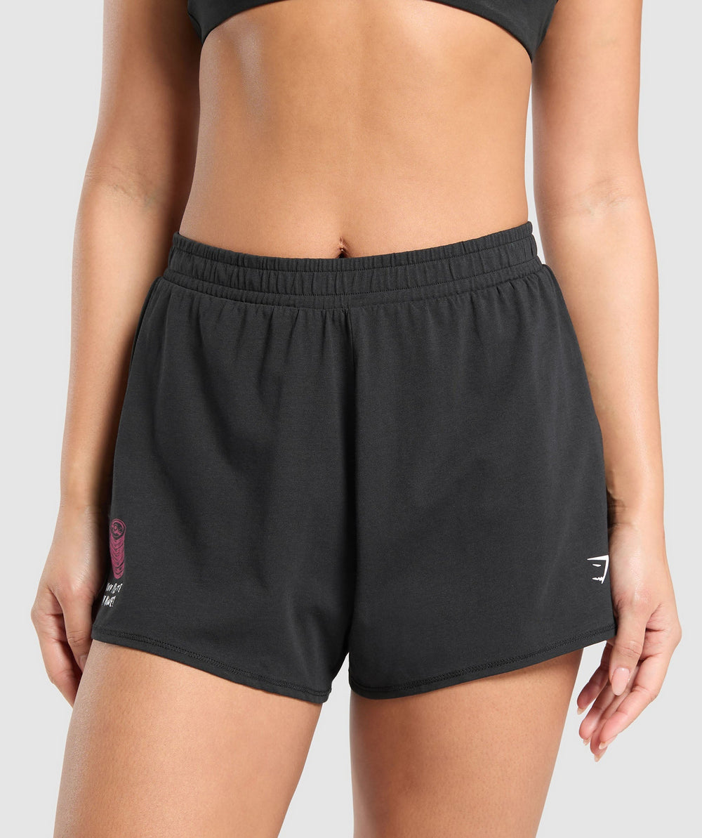 Your Plate or Mine Cotton Shorts - Black