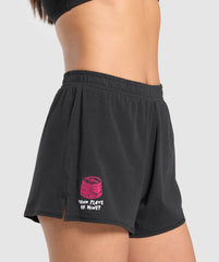 Your Plate or Mine Cotton Shorts - Black