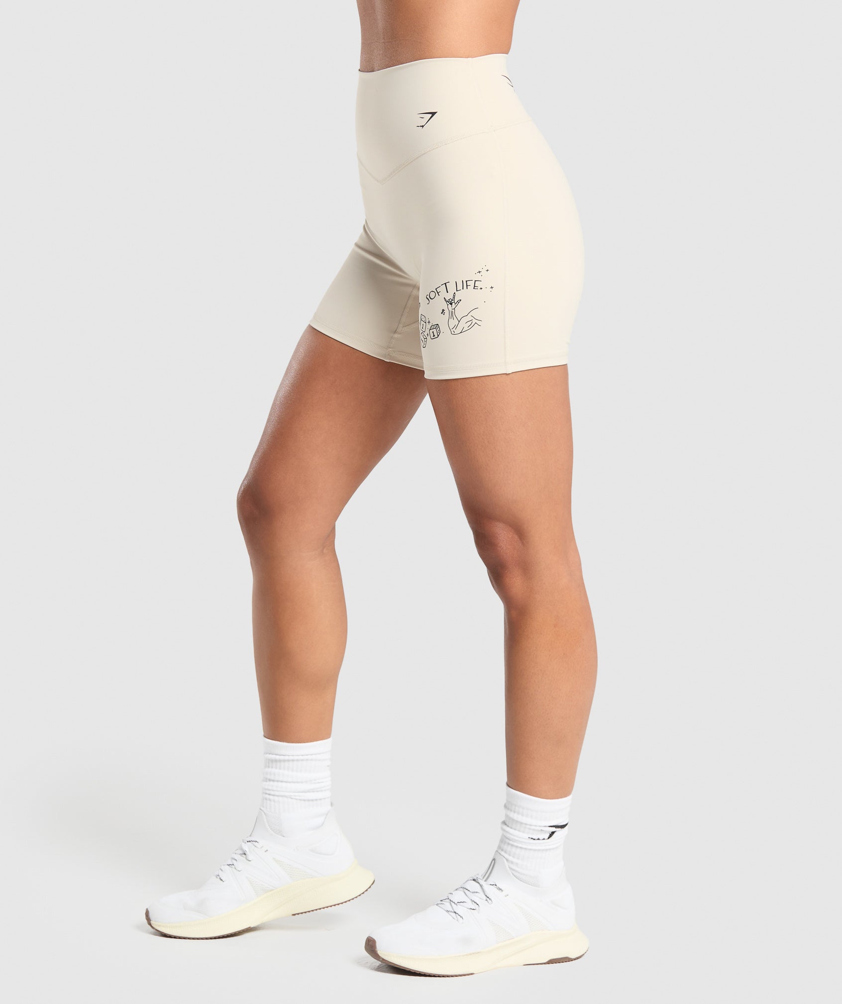Elevate Tattoo Graphic Shorts - Cream Beige