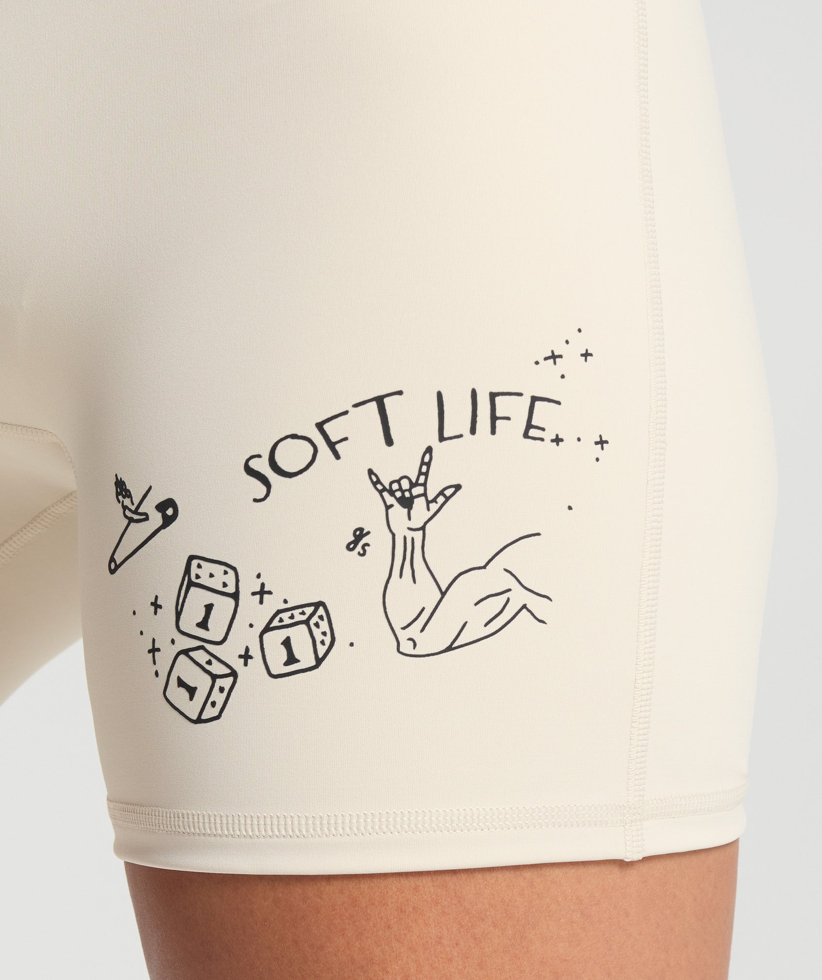 Elevate Tattoo Graphic Shorts - Cream Beige
