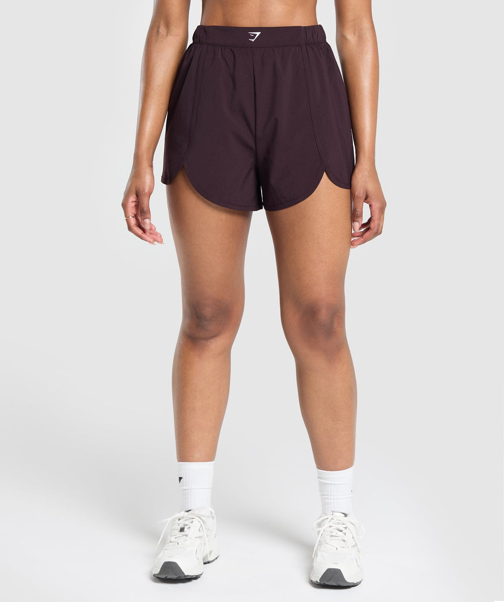 Scallop Hem Shaped Shorts - Plum Brown