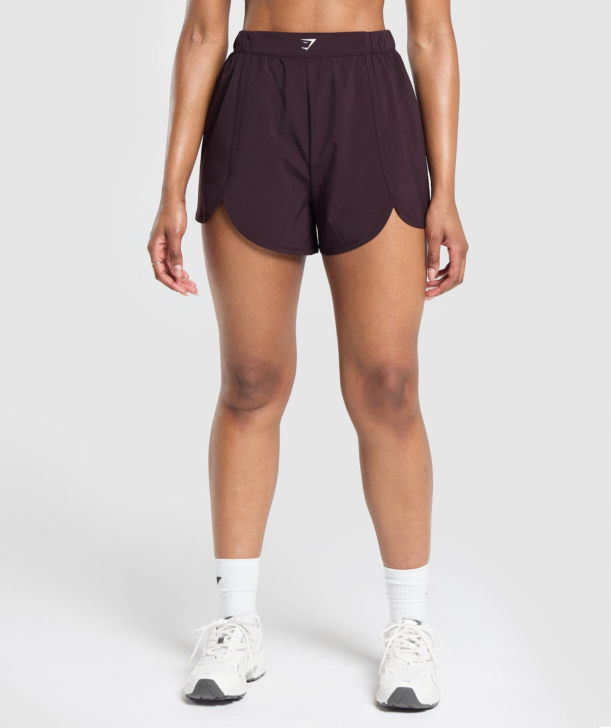 Scallop Hem Shaped Shorts - Plum Brown