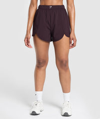 Scallop Hem Shaped Shorts - Plum Brown