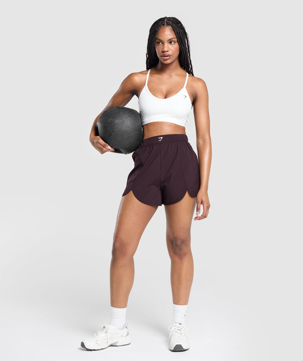 Scallop Hem Shaped Shorts - Plum Brown